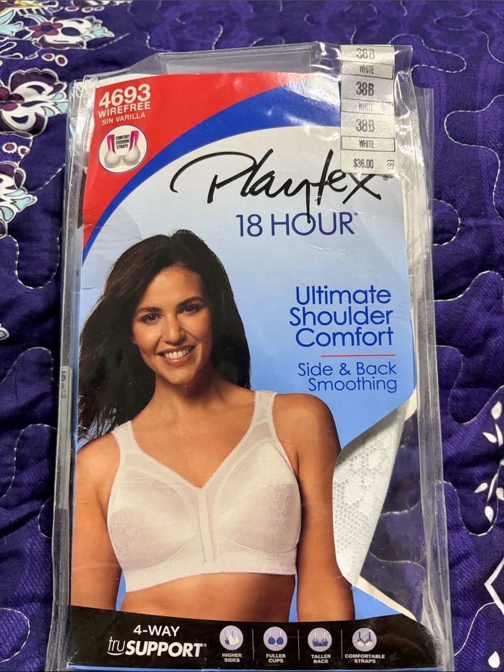 Playtex 18 Hour Ultimate Shoulder Comfort Bra in White/Cream 38B